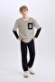 Black Boy's Pants with Elastic Leg with Lace-Up Pockets on the Waist B6713A8/Bk81 - 2