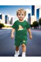 Zippered Teddy Bear Printed 100% Cotton Children's Top and Bottom Set
