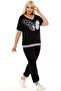 Butterfly Pattern Stone Embroidered Short Sleeve V-Neck Pocket Comfortable Tracksuit with Elastic Waistband and Lacing - 6