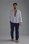 Men's Linen White Button Shirt White - 7