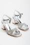 Women's Thick Heel Open-Side Stoned Evening Dress Shoes and Bag Set - 4