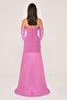 Strapless Stone Accessory Sleeves Satin Long Evening Dress