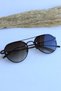 Mary Metal Brown Frame Gradient Glass Unisex Uv400 Sunglasses - 2