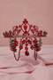 Hürrem Model Magnificent Sultan Crown تاج الزفاف باللون الأحمر الداكن - 4