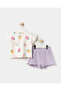 Printed T-Shirt and Shorts Girls' Summer Two-Piece Set Lilac