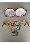 Women's Red Stone Embroidered Lined Bikini Suit Hzl25S-Lc208 - 7