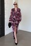 Purple Floral Button Detailed Women's Dress Mg2314 - 3