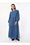 Balloon Sleeve Lined Chiffon Hijab Dress - Indigo - Benin