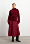 Women's Burgundy Shiny Puff Scuba Flared Skirt - 7