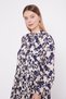 Navy Blue Flower Branch Pattern Dress - 5