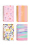 9X14 cm Hard Cover Spiral Straight-Line Unlined 4-Pocket Notepad Set - Ribbon - 6
