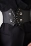 Eyelet Detail Wide Flexible Rubber Corsage Lace Up Faux Leather Black Wide Women's Belt 1226 - 6