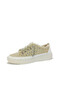 Cream Color Stone Flat Sole Women's Denim Sneakers - 2