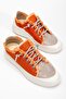 Neva Stone Flat Sole Women's Orange Denim Sneakers - 3