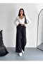 Women's Palazzo Dabil Fabric Pants Wide Leg Light Lycra Belt Detail Model - 5