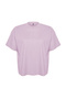 Lila Yaka Ribanalı Geniş Kalıp Basic %100 Pamuk Örme T-shirt TBBSS23BF00017 - 5