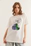 Women's White Plaid Detailed Comfortable Fit T-Shirt Tsh- 19000838 - 5