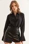 Women's Black Cuff Pleat Detail Shirt Gml- 19001275
