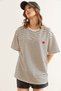 Women's Black Heart Embroidery Striped Comfortable Fit T-Shirt Tsh- 19000837 - 5
