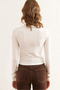 Women's Ecru Lame Stripe Teddy Bear Applique Stretchy Crop Blouse Blz- 19002840 - 6