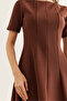 Women's Brown Piece Trend Mini Flared Dress Elb- 19002344 - 5