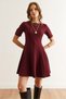 Women's Burgundy Piece Trend Mini Flared Dress Elb- 19002344 - 6