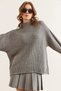Women's Gray Collar Cuffed Honeycomb Knitwear Sweater Kzk- 19000825 - 4