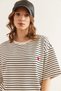 Women's Black Heart Embroidery Striped Comfortable Fit T-Shirt Tsh- 19000837 - 3