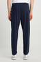 Men's Navy Blue-White Cotton Comfortable V-Neck Waist Elastic Pocket Pajamas Set - 5