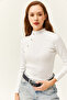 Women's White Button Detailed Half Fisherman Lycra Blouse BLZ-19001608 - 4
