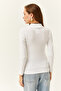 Women's White Button Detailed Half Fisherman Lycra Blouse BLZ-19001608 - 2