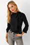 Women's Anthracite Neck Tie Blouse Mey2993 - 5