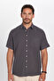 Men's Regular Fit Classic Cut 100% Cotton Linen Texture Gray Shirt with Pockets - 4