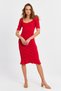 Women's Red Balloon Sleeve Skirt Flounced Seasonal Midi Dress Yi̇2244 - 4