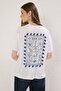 Beyaz Kalın Pamuklu Sırt Baskılı Oversize/Geniş Kalıp Örme T-shirt TWOSS25TS00106 - 5