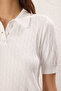 Ekru Polo Yaka Saç Örgülü Premium İplik / Özel İplik Triko İnce Bluz TWOSS25BZ00333 - 5