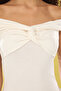 Ekru Carmen Yaka Düğüm Detaylı Fitted/Vücuda Oturan Örme Bluz TWOSS25BZ00369 - 3