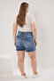 Blue High Waist Denim Plus Size Shorts Skirt Tbbss25Ap00022 - 5