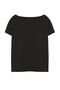 Siyah %100 Pamuk Oversize/Geniş Kalıp Kayık Yaka Örme T-Shirt TWOSS20TS0140 - 9