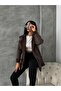 Leather Zippered Collared Fur Coat - Brown | |   F1534 - Coffee Coffee - 3