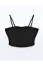 Black Square Collar Strap Women's Crop Top - 5