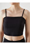 Black Square Collar Strap Women's Crop Top - 3