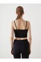 Black Square Collar Strap Women's Crop Top - 4