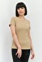 Women Slim Fit Short Sleeves Outdoor Top, Tan
