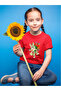 Cute Flower Collecting Rabbit Printed Regular Fit 100% Cotton Children's Red T-Shirt