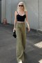 Green Wide Leg Muslin Women's Trousers MG1980 - 4