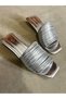 Women's Lisa Silver Piping Metallic Lowheeled Women's Slippers Day and Evening Dress Heeled Slippers - 4