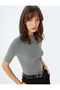 Short Sleeve Knitwear Sweater Stand Collar Ribbed