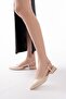 Lina Beige (3 cm Heels) Pointed Toe Heeled Shoes - 3
