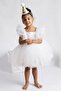 Ecru Girls' Dress with Tulle Shoulders - Caroline - 3